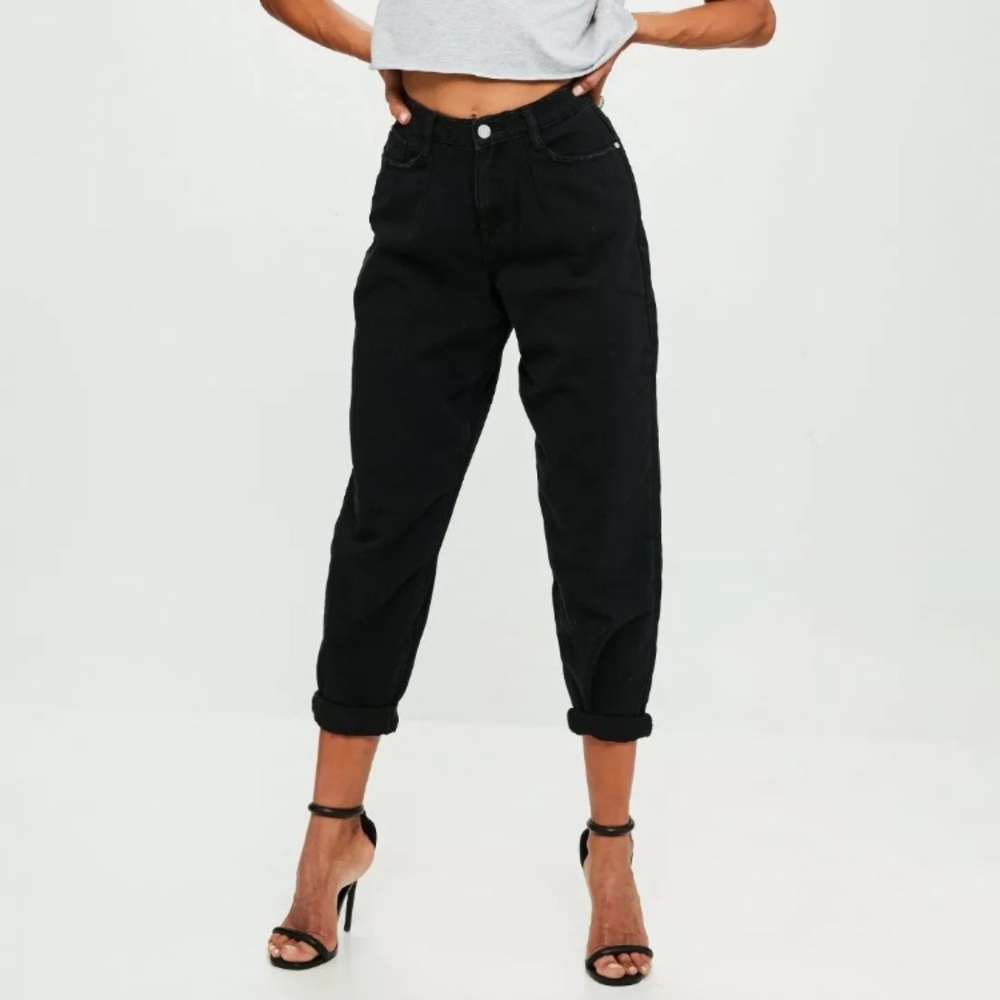 Women’s NEW Misguided Black Denim High Waist Baggy Boyfriend Jeans, SZ: 6 - NWT